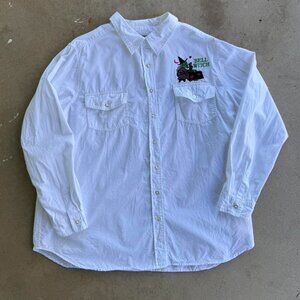 VINTAGE WITCH EMBROIDERED WHITE LONG SLEEVE BUTTON UP SHIRT